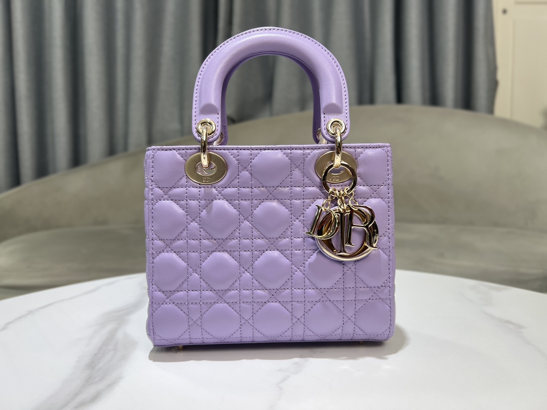 Bagsaaa Small Lady D10r My ABCD10r Bag Lilac Purple Cannage Lambskin - 20 x 17 x 8 cm