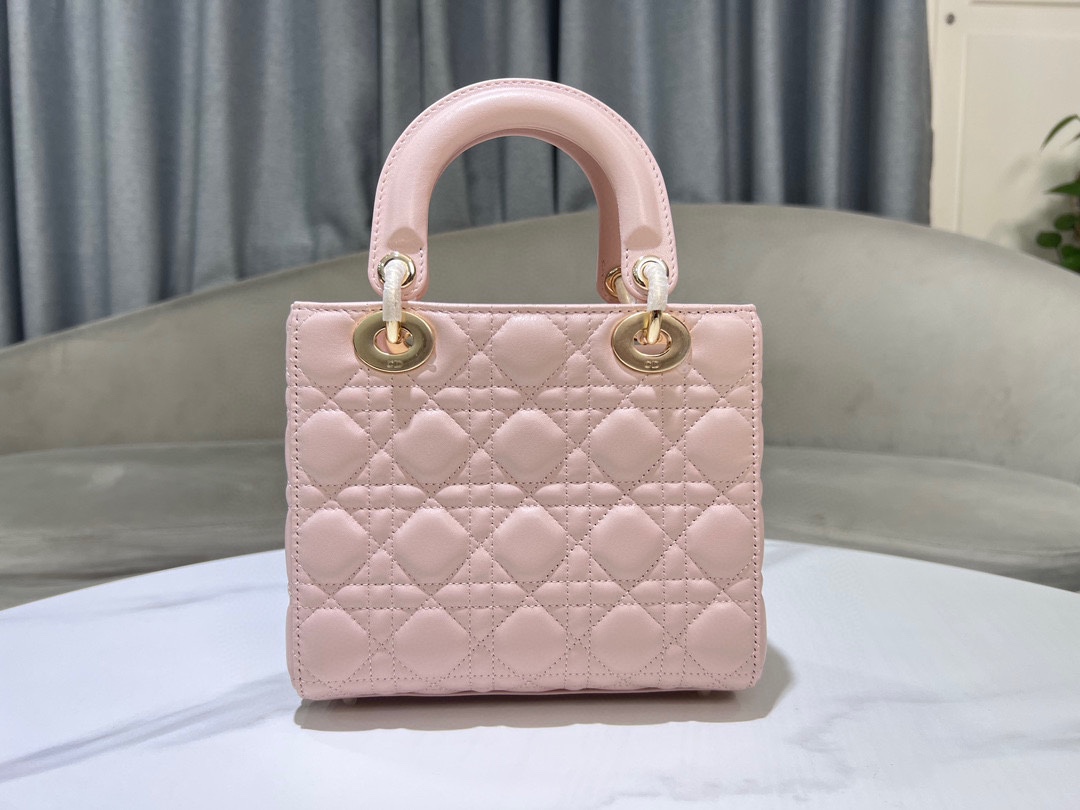 Bagsaaa Small Lady D10r Bag Powder Pink Cannage Lambskin M0531 - 20 x 17 x 8 cm