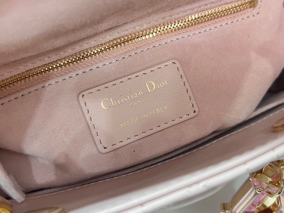 Bagsaaa Small Lady D10r Bag Powder Pink Cannage Lambskin M0531 - 20 x 17 x 8 cm