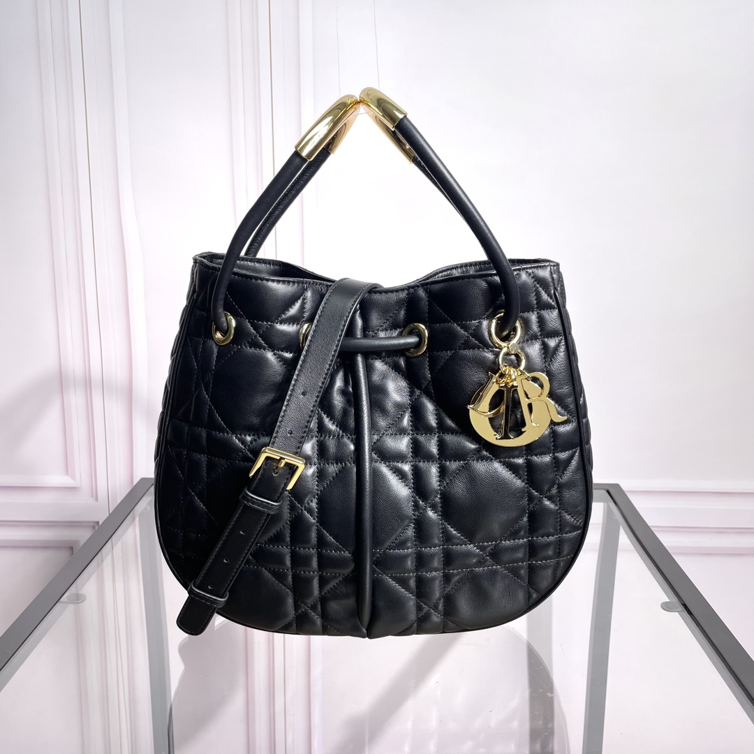 Bagsaaa Medium D10r Nolita Bag Black Macrocannage Lambskin - 27 x 25 x 5 cm