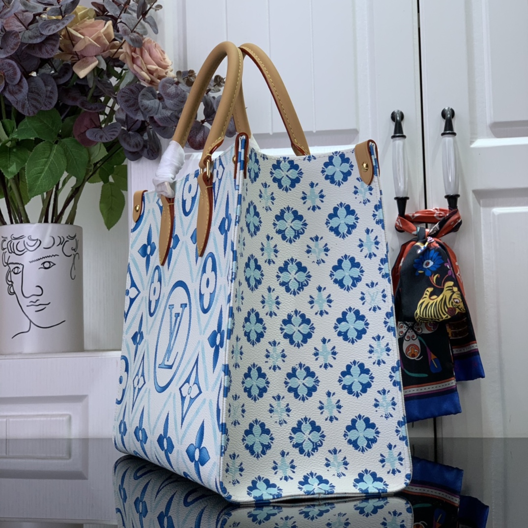 Bagsaaa L0vis Vvtt0n M11262 OnTheGo MM Tote Bag Lagoon Blue - 35 x 27 x 14 cm