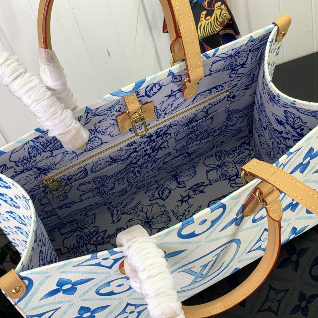 Bagsaaa L0vis Vvtt0n M11262 OnTheGo MM Tote Bag Lagoon Blue - 35 x 27 x 14 cm