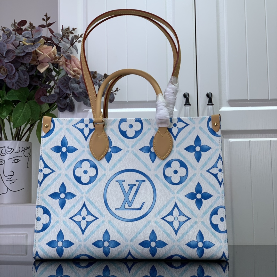Bagsaaa L0vis Vvtt0n M11262 OnTheGo MM Tote Bag Lagoon Blue - 35 x 27 x 14 cm