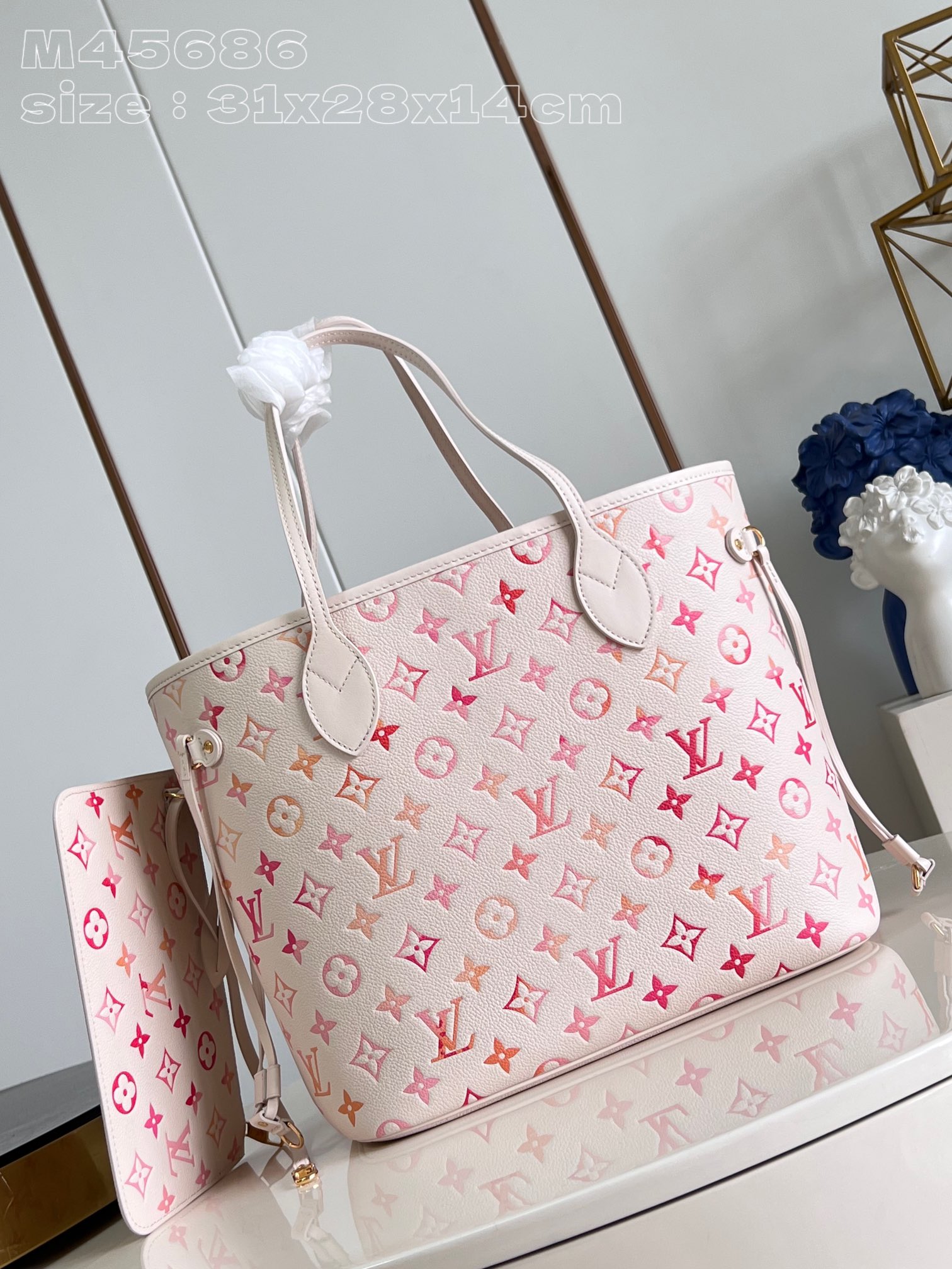 Bagsaaa L0vis Vvtt0n M47080 Neverfull MM Tote Bag Sunrise Aquarelle - 31 x 28 x 14 cm
