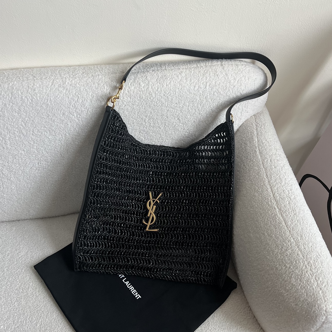 Bagsaaa Y51 Oxalis Bag In Raffia Macramé 781289 Black - 37 X 40 X 3 CM