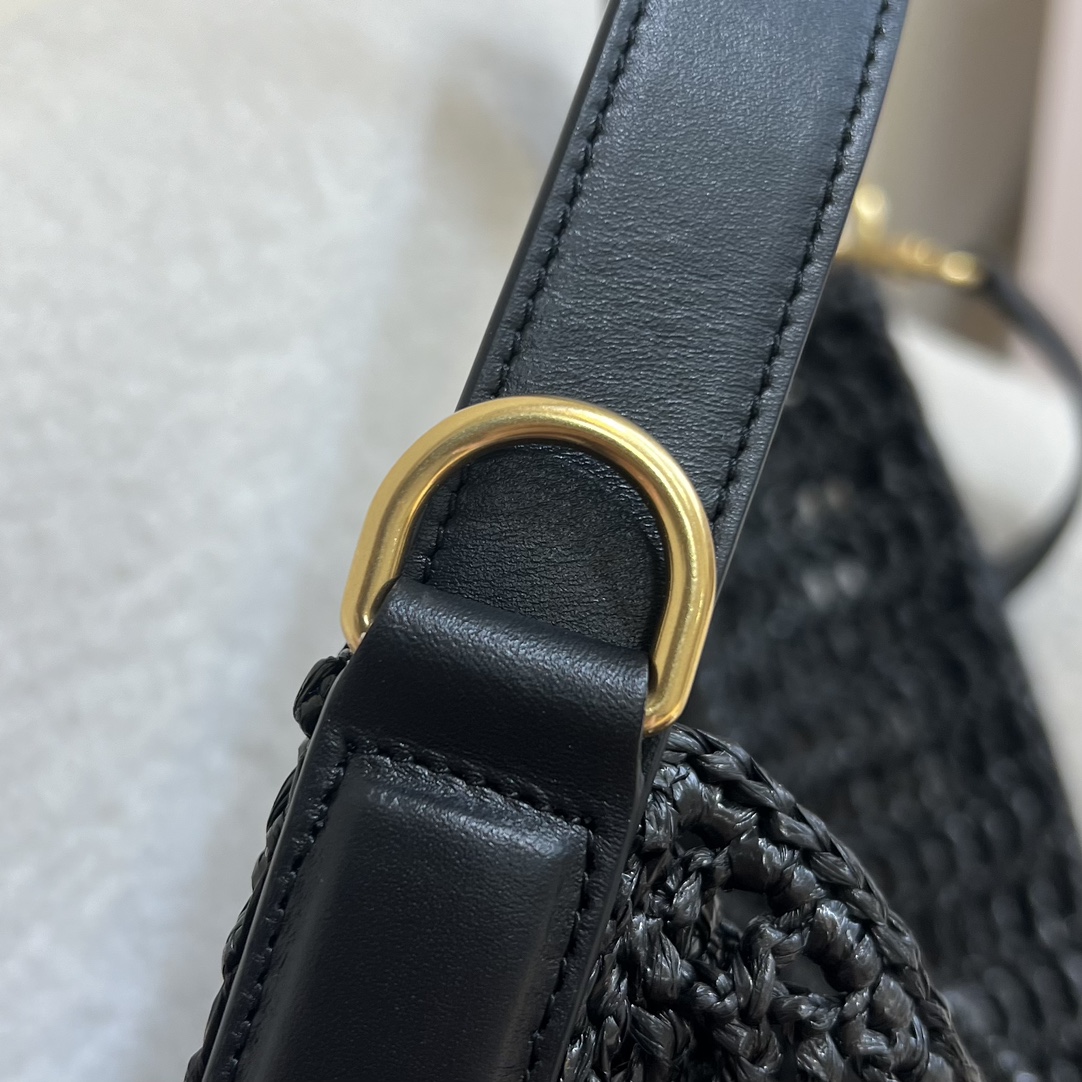 Bagsaaa Y51 Oxalis Bag In Raffia Macramé 781289 Black - 37 X 40 X 3 CM