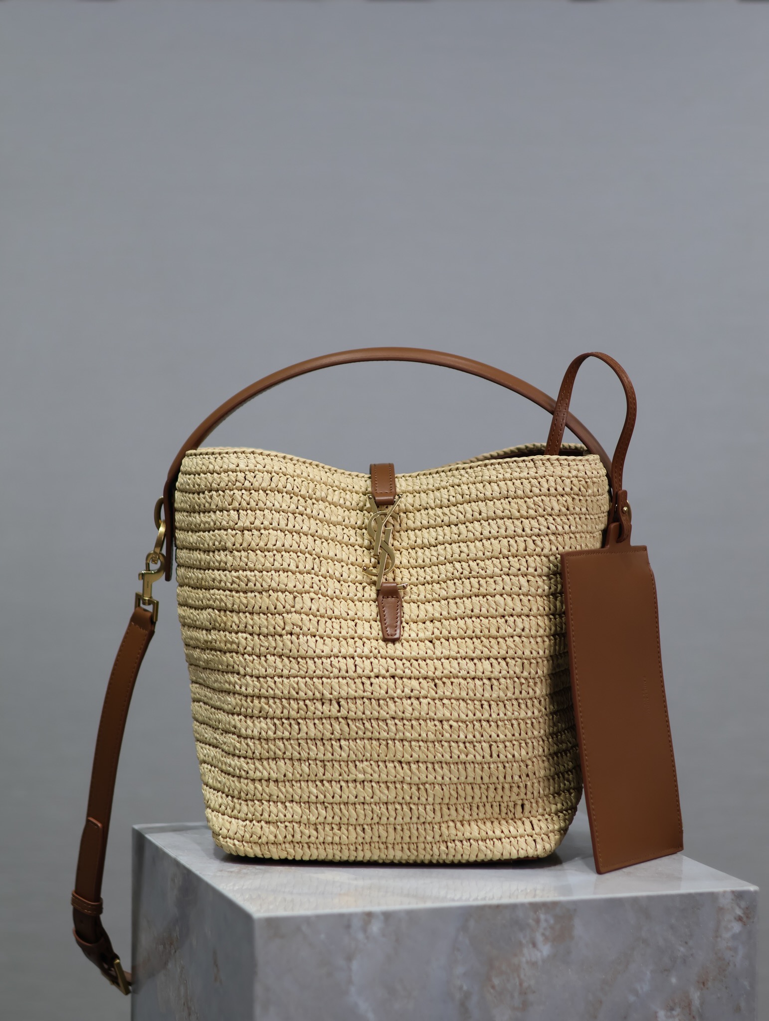 Bagsaaa Y51 Le 37 In Woven Raffia And Vegetable-Tanned Leather 773991 - 20 X 25 X 16 CM