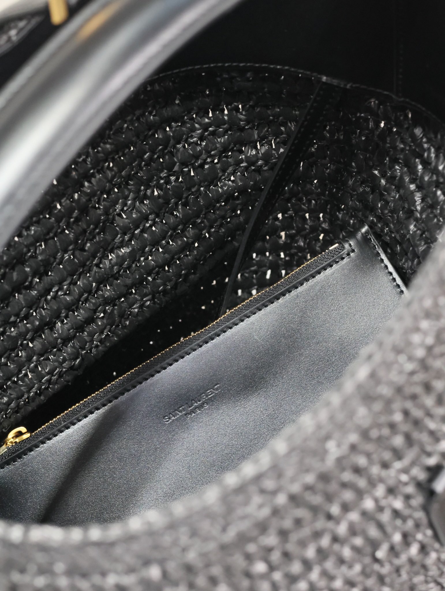 Bagsaaa Y51 Le 37 In Woven Raffia And Vegetable-Tanned Leather 773991 Black - 20 X 25 X 16 CM