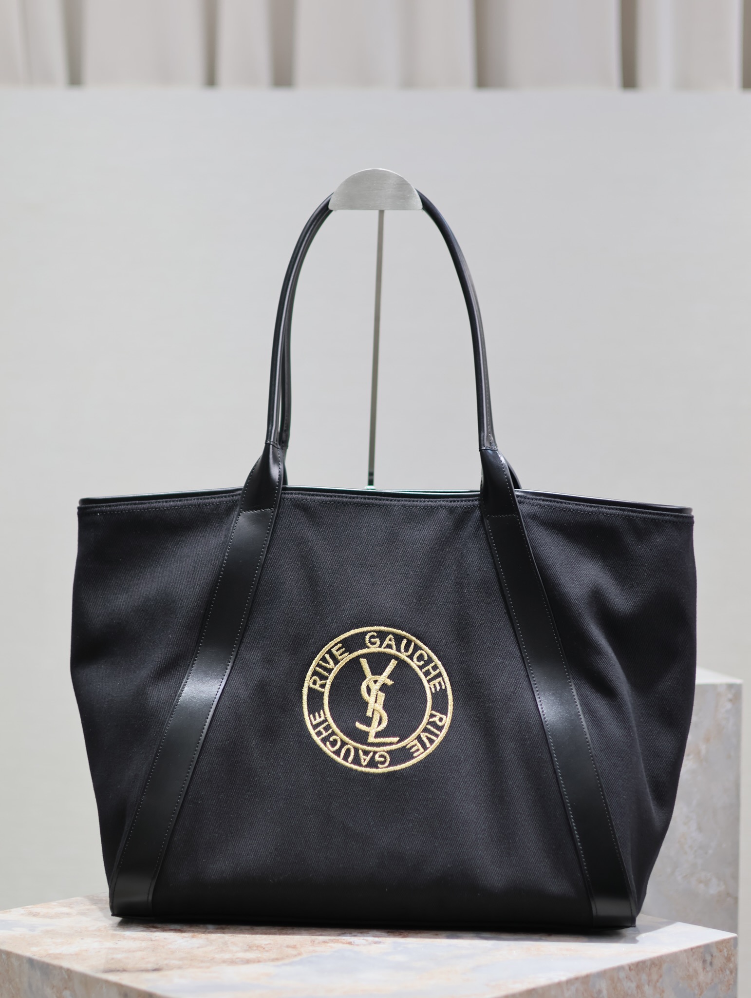 Bagsaaa Y51 Rive Gauche Tote Bag In Canvas 780096 Black - 40–60 X 30 X 20 CM