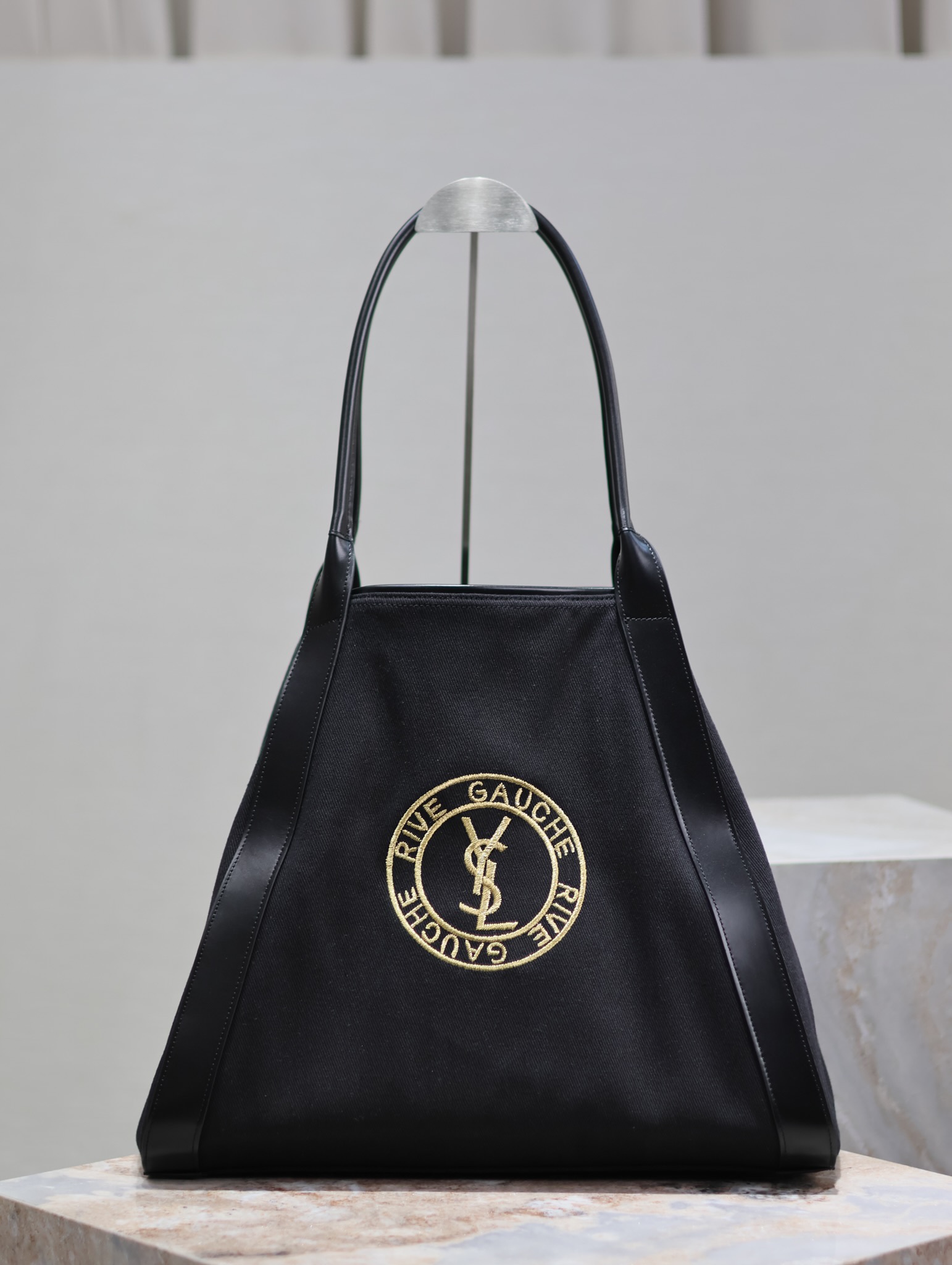 Bagsaaa Y51 Rive Gauche Tote Bag In Canvas 780096 Black - 40–60 X 30 X 20 CM