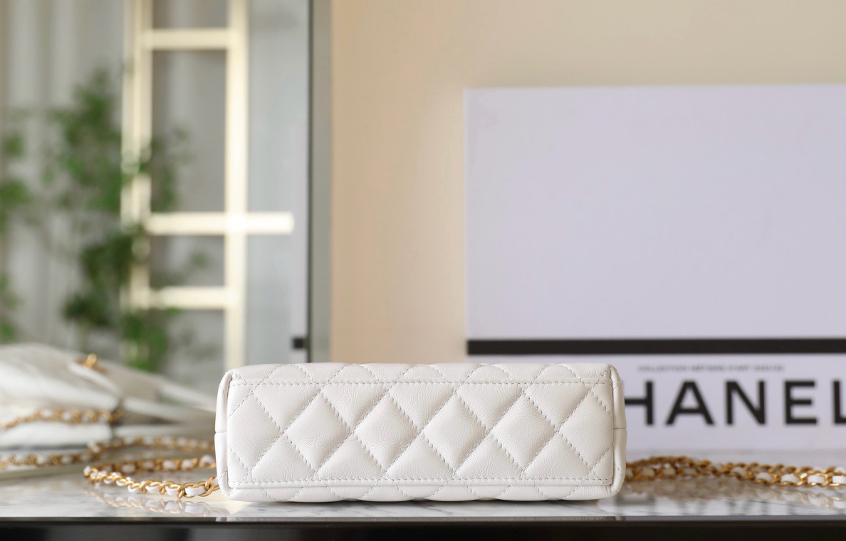 Bagsaaa Ch**el Kelly Mini Shopping Bag AS4416 White - 19x13x7 cm