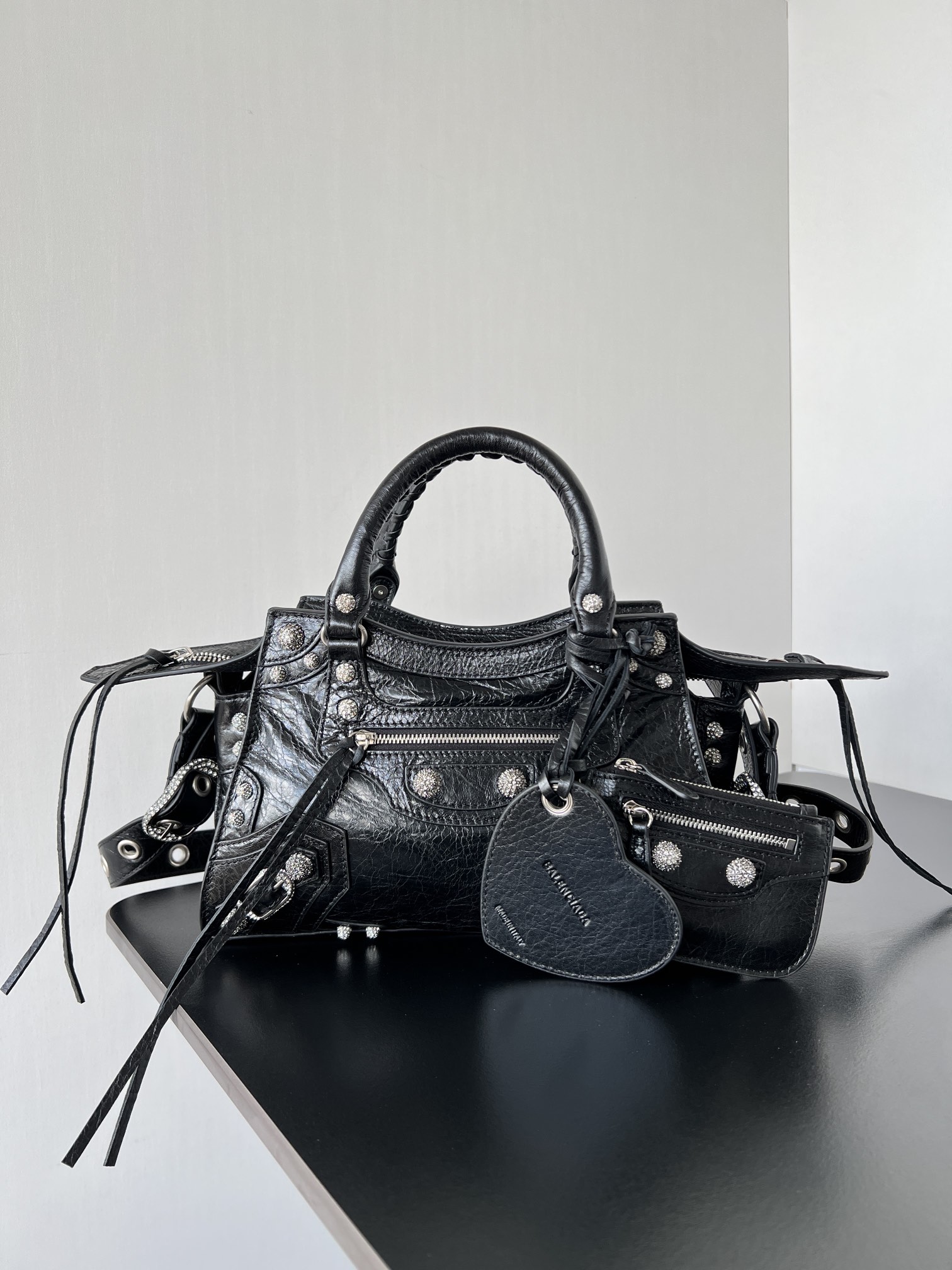 Bagsaaa Ba1en*iaga Neo Cagole XS Handbag In Black Arena Lambskin - 26*12*18cm