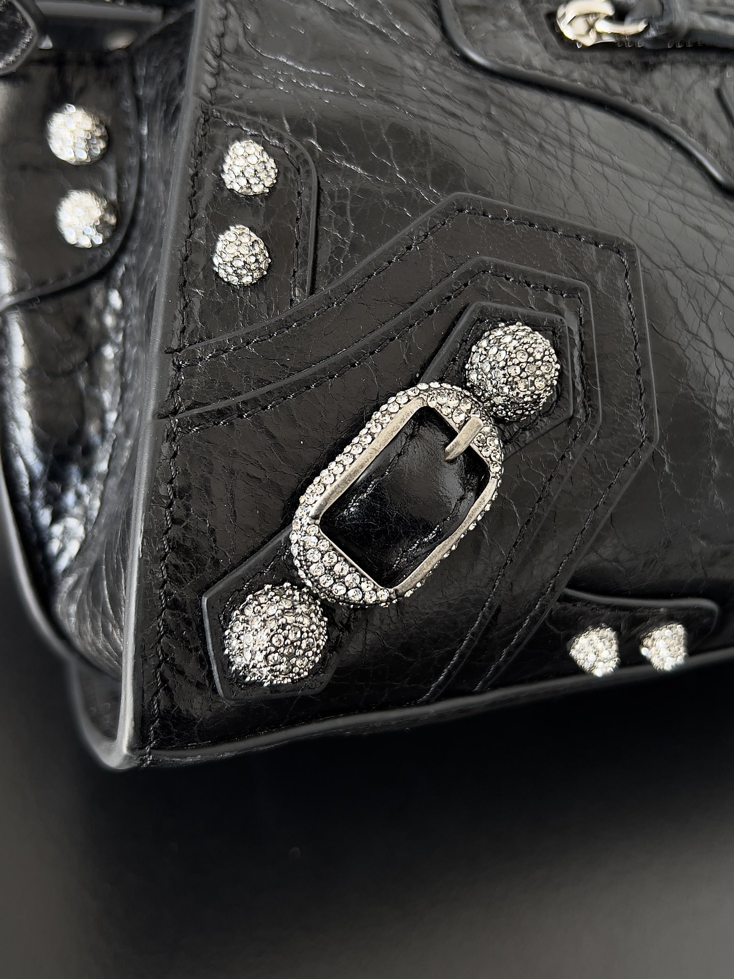 Bagsaaa Ba1en*iaga Neo Cagole XS Handbag In Black Arena Lambskin - 26*12*18cm