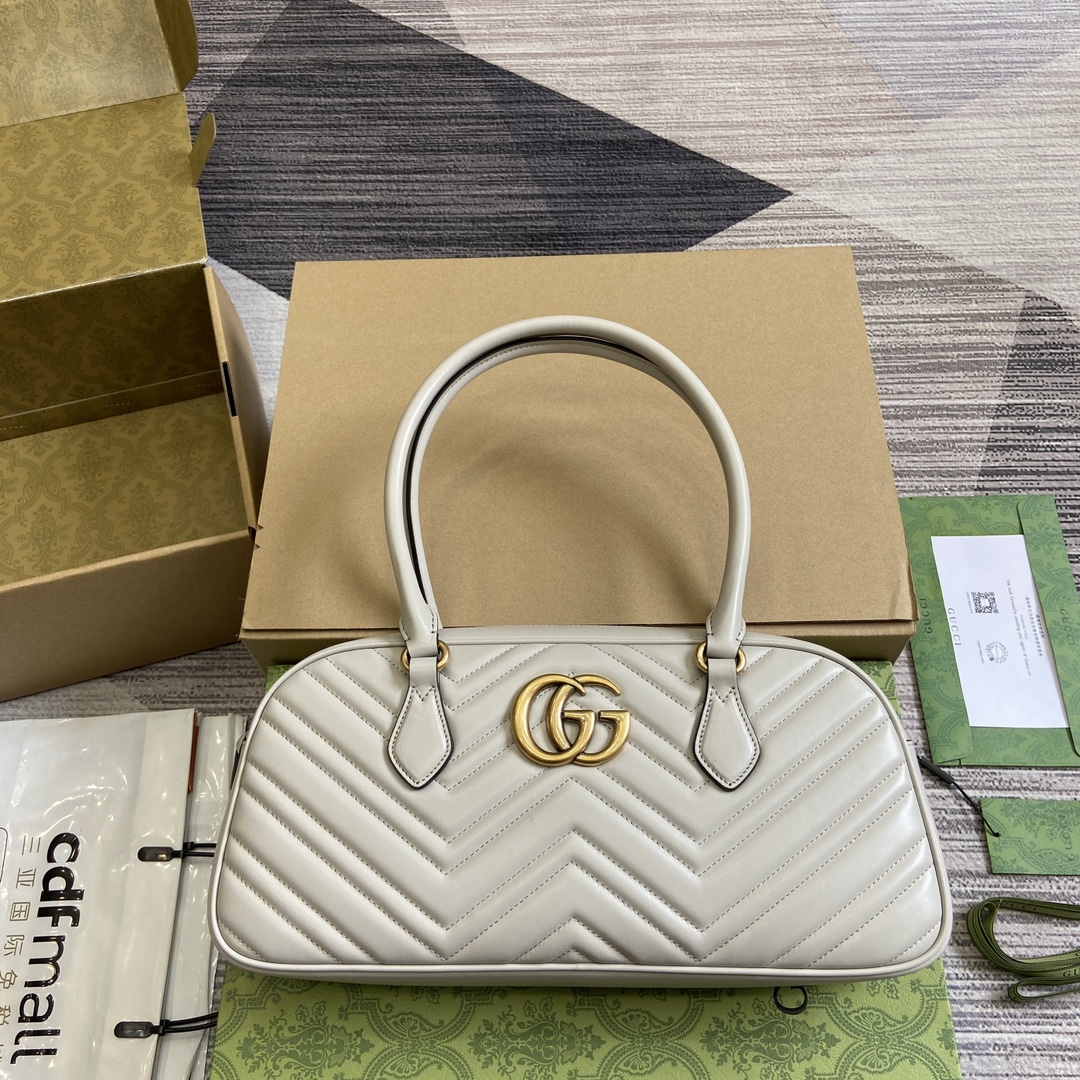 Bagsaaa Gvc*1 Marmont Medium Top Handle Bag 795218 Light Grey - 35.5x16.5x7cm