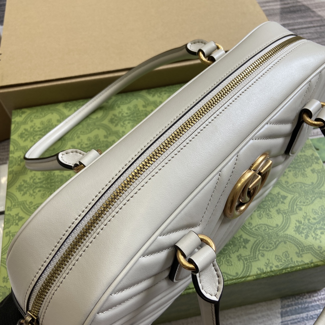 Bagsaaa Gvc*1 Marmont Medium Top Handle Bag 795218 Light Grey - 35.5x16.5x7cm