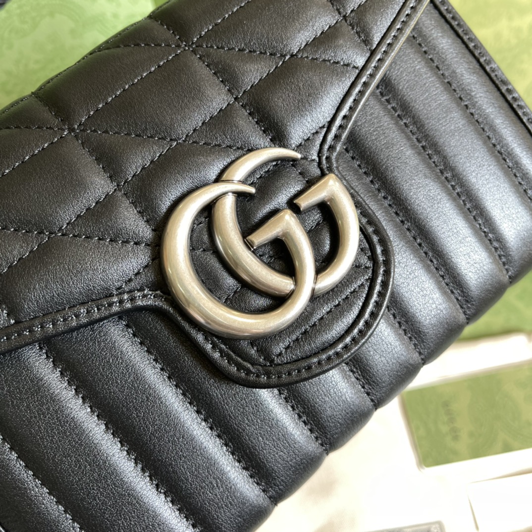Bagsaaa Gvc*1 Marmont Mini Bag 474575 Black & Silver - 20 x 13 x 6 cm