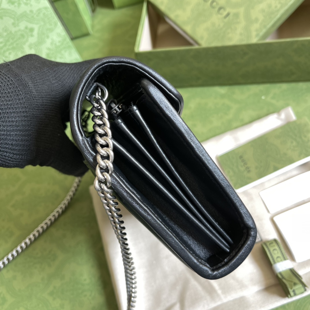 Bagsaaa Gvc*1 Marmont Mini Bag 474575 Black & Silver - 20 x 13 x 6 cm