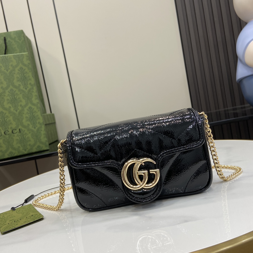 Bagsaaa Gvc*1 GG Marmont S*per Mini Bag 476433 Black - 16x10x4 ccm