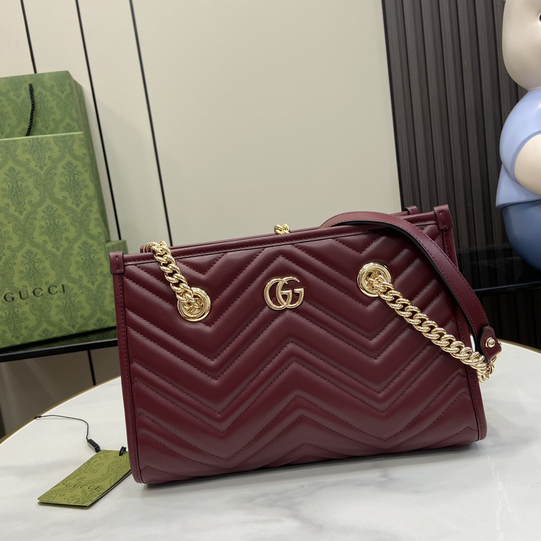 Bagsaaa Gvc*1 GG Marmont Small Tote 779727 Red - 26.5 x 18.5 x 12.5 cm
