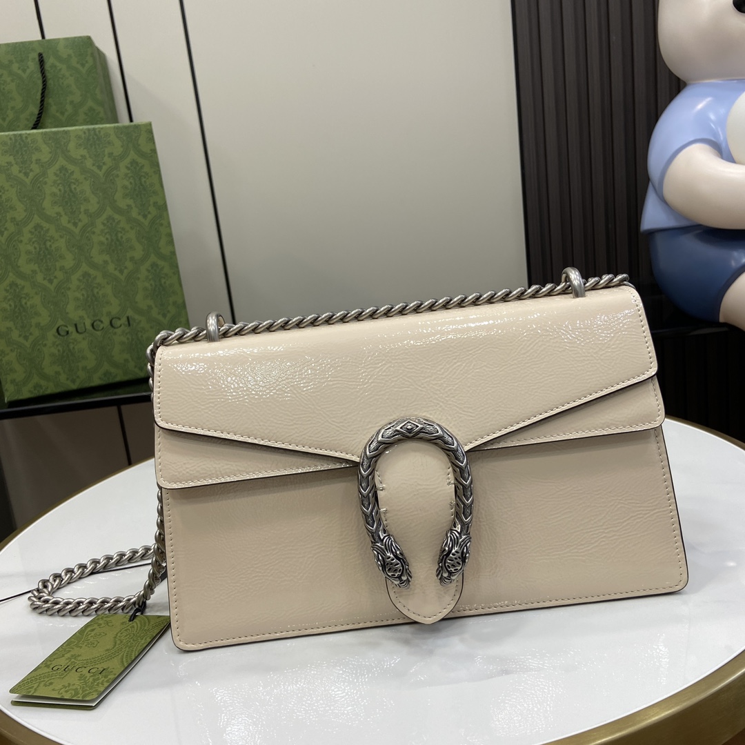 Bagsaaa Gvc*1 Dionysus Small Shoulder Bag White Patent 795005 - 28 x 16 x 10.5cm
