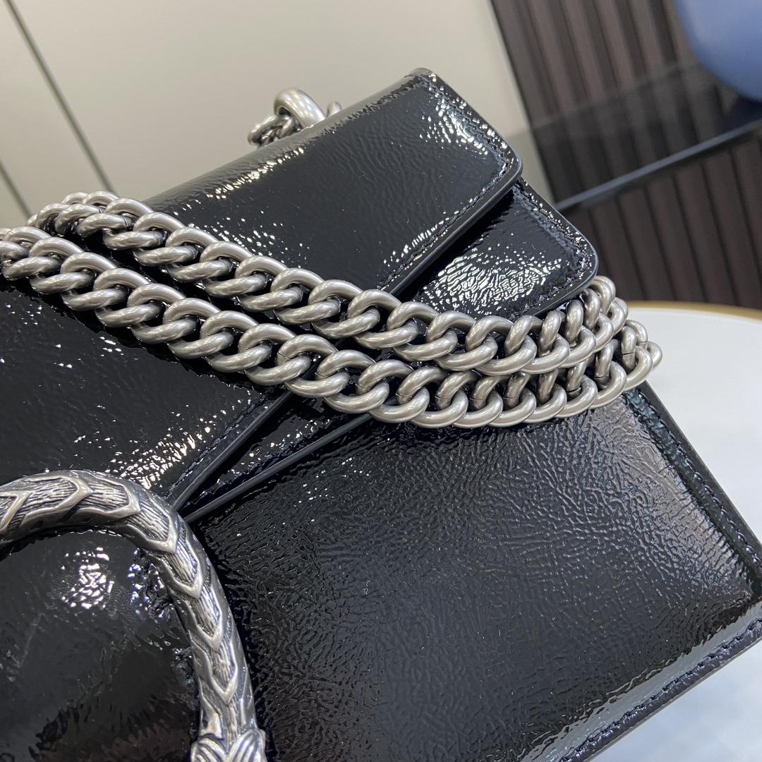 Bagsaaa Gvc*1 Dionysus Small Shoulder Bag Black Patent 795005 - 28 x 16 x 10.5cm