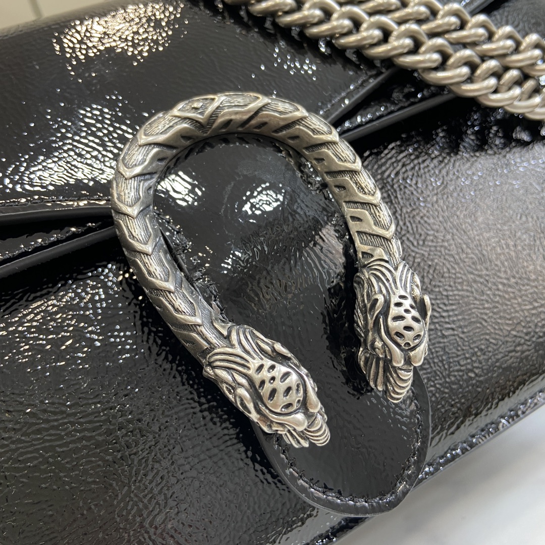 Bagsaaa Gvc*1 Dionysus Small Shoulder Bag Black Patent 795005 - 28 x 16 x 10.5cm