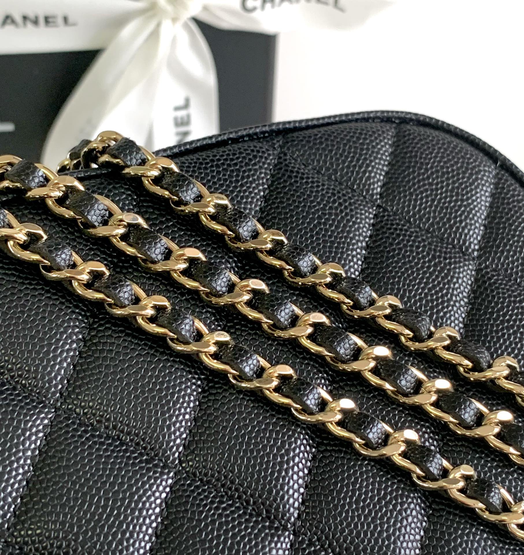 Bagsaaa Ch**el AP3998 Black Caviar - 24cm