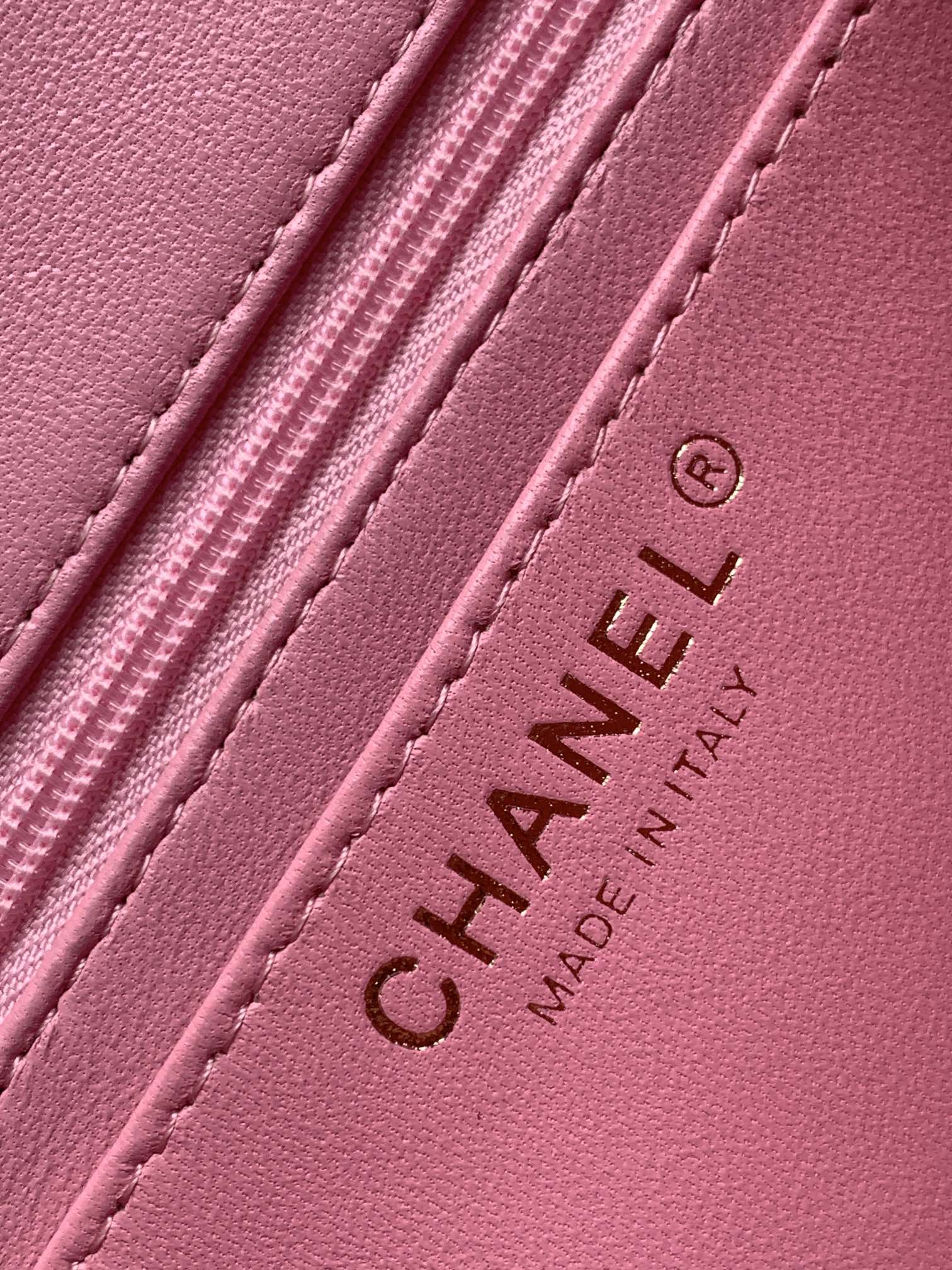 Bagsaaa Ch**el Mini Classic Handbag Pink Cotton & Wool Tweed A69900 - 12 × 20 × 6 cm