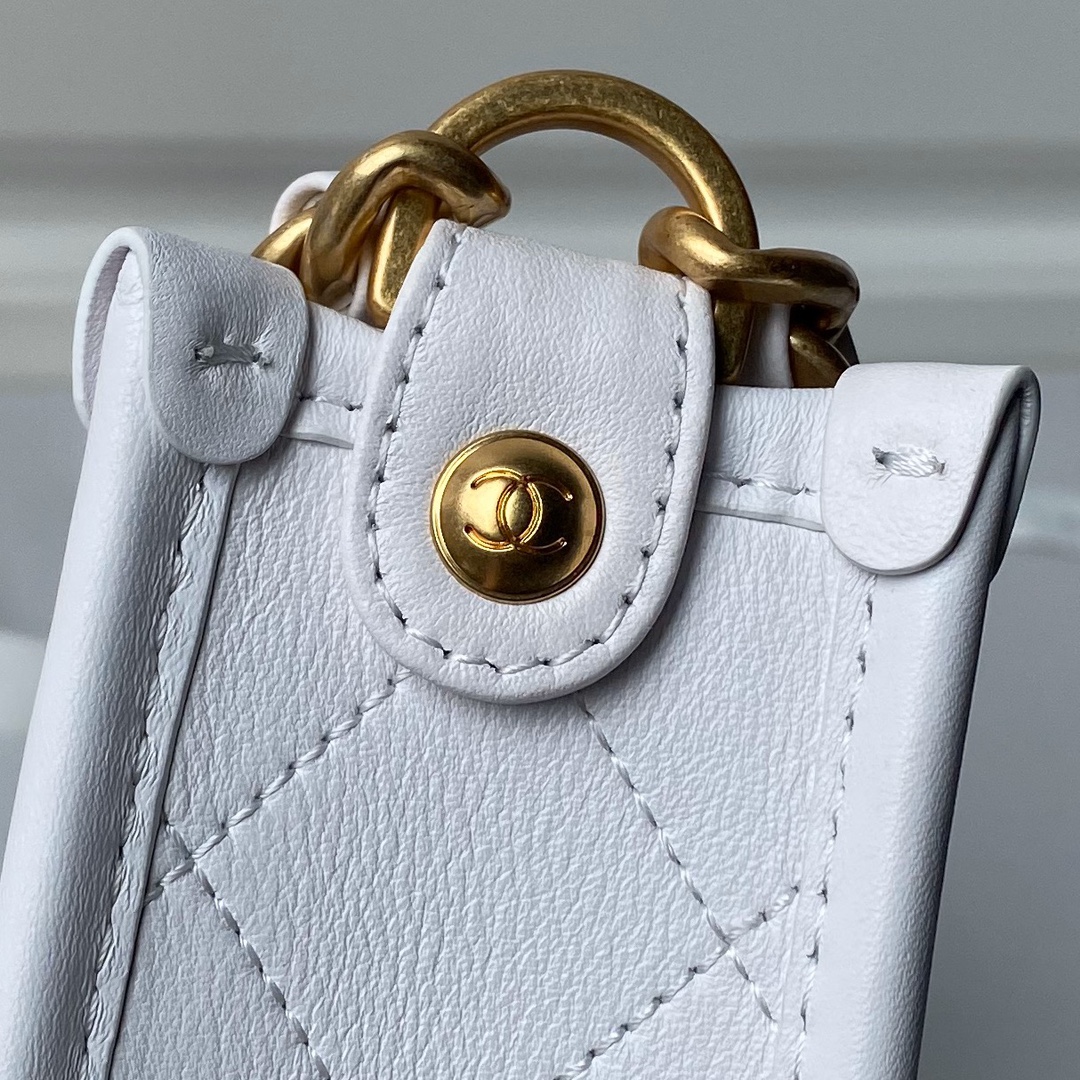 Bagsaaa Ch**el Hobo Handbag White Calfskin AS4666 - 20 × 24 × 6 cm