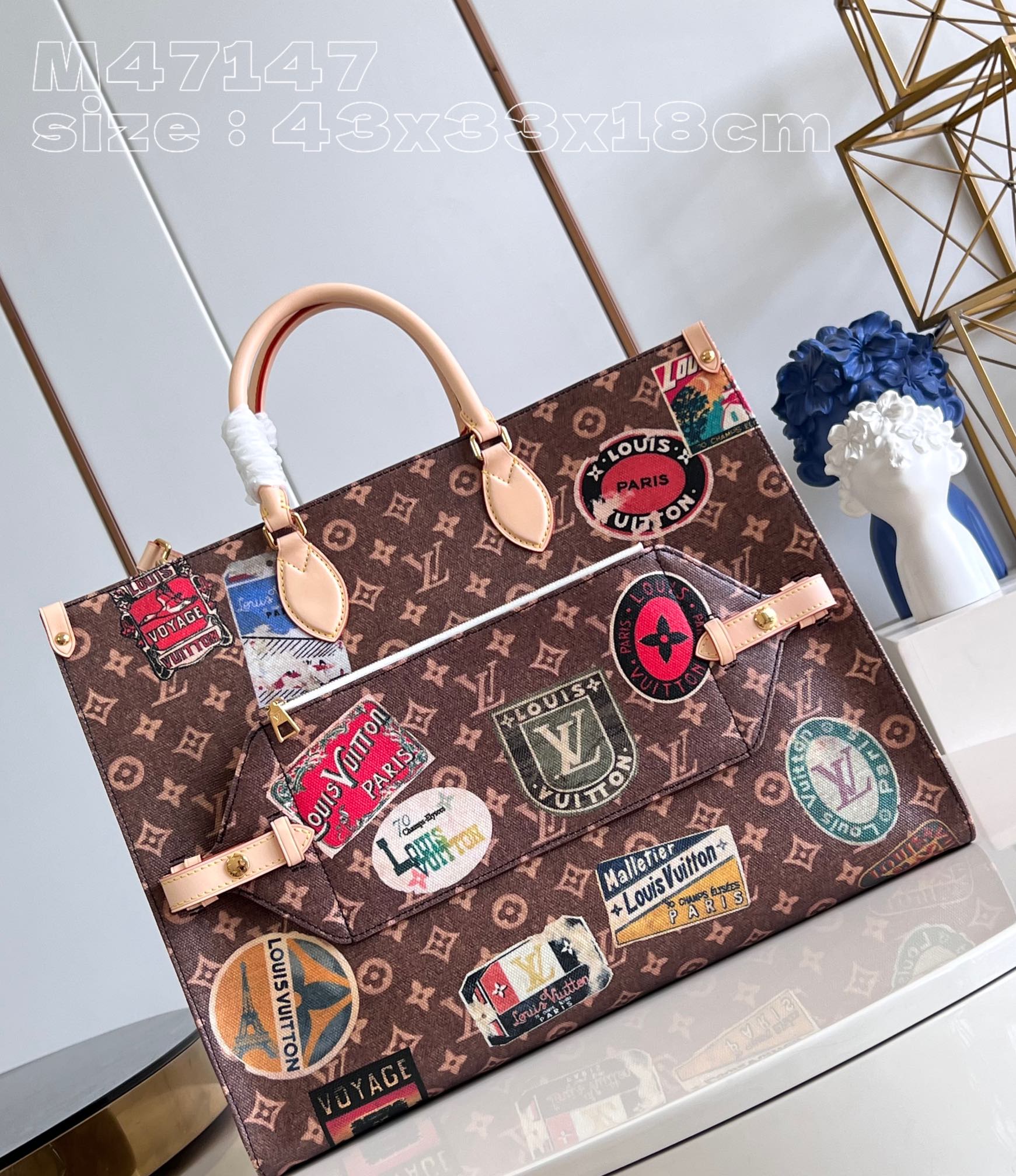 Bagsaaa L0vis Vvtt0n M47147 OnTheGo Voyage Tote Bag - 43 x 33 x 18.5 cm
