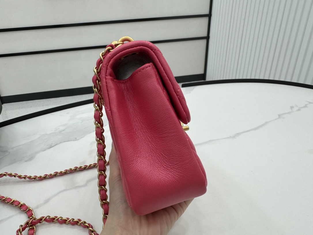 Bagsaaa Ch**el Mini Flap Bag AS4385 Pink - 12.5 × 17 × 5 cm