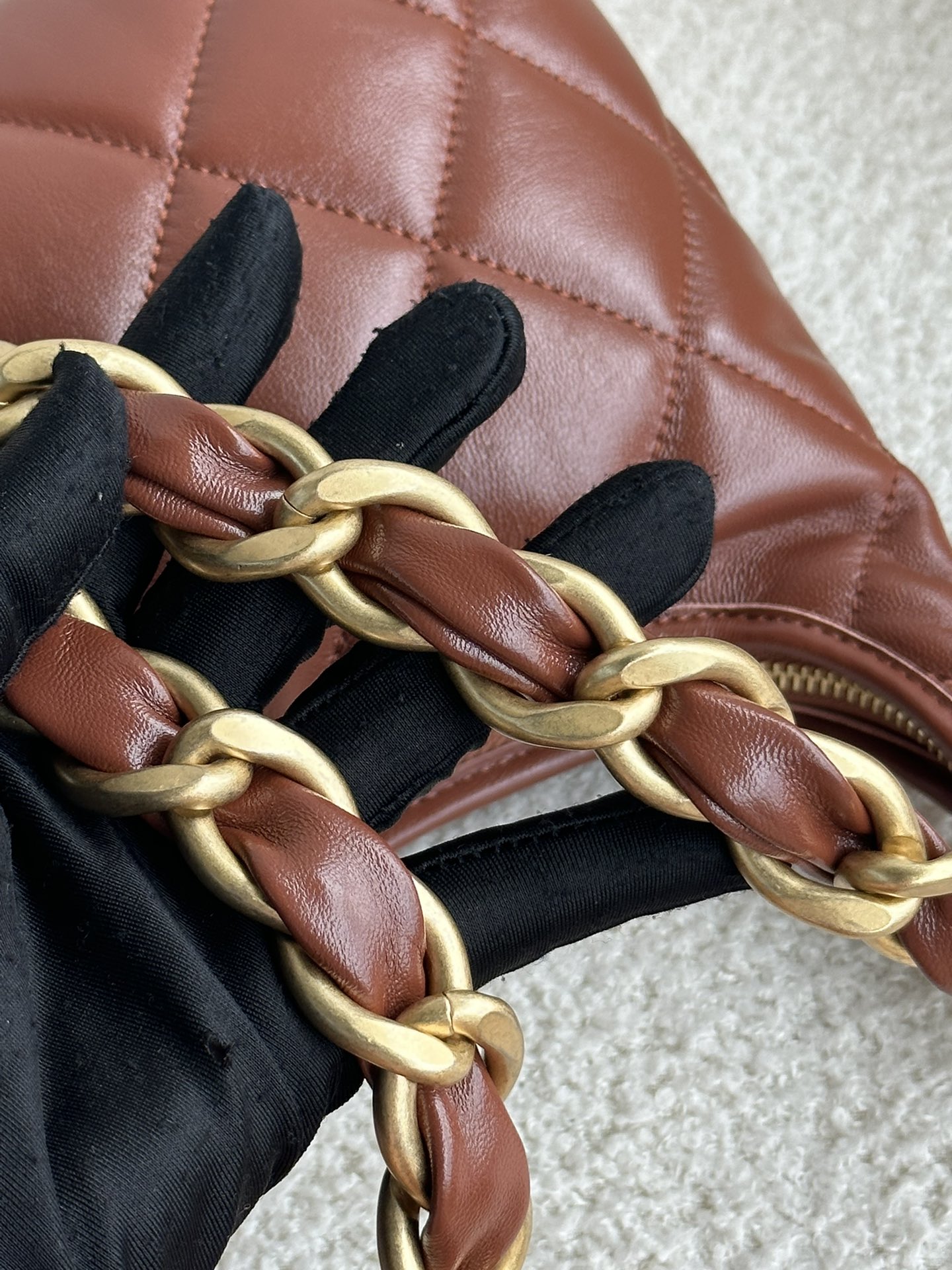 Bagsaaa Ch**el Small Hobo Bag AS4922 Brown - 22.5 × 19.5 × 8.5 cm