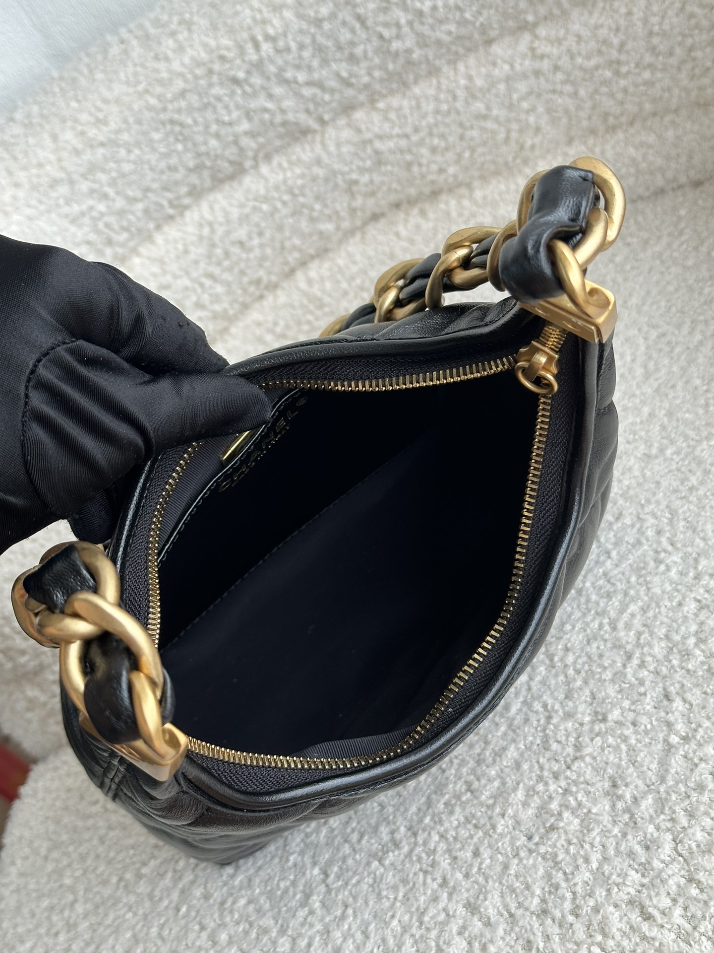 Bagsaaa Ch**el Small Hobo Bag AS4922 Black - 22.5 × 19.5 × 8.5 cm