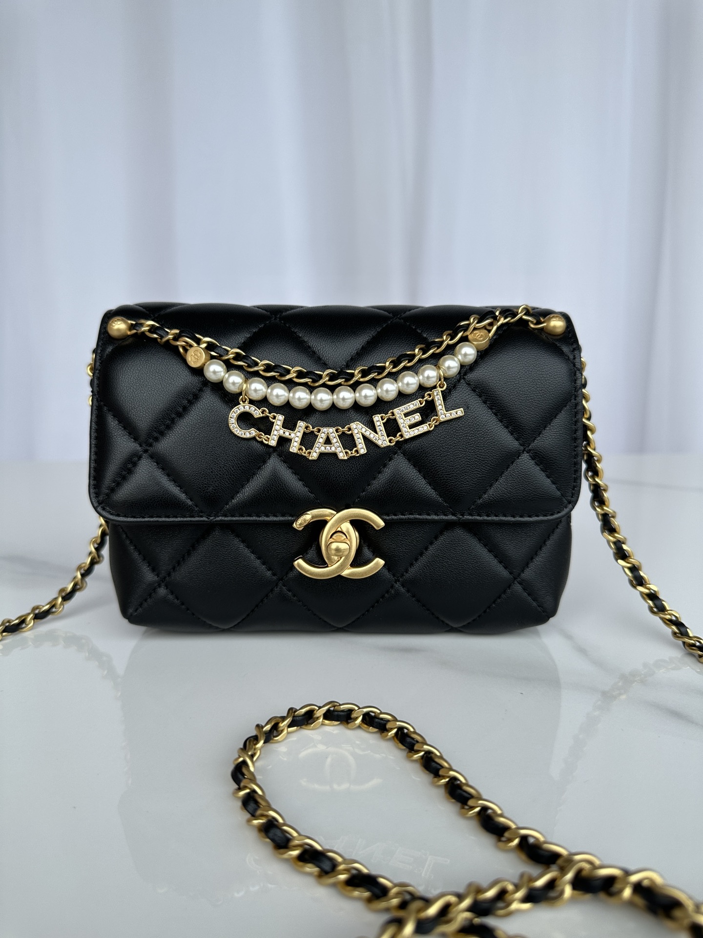 Bagsaaa Ch**el Mini Flap Bag AS4986 Black - 13 × 20 × 7,5 cm