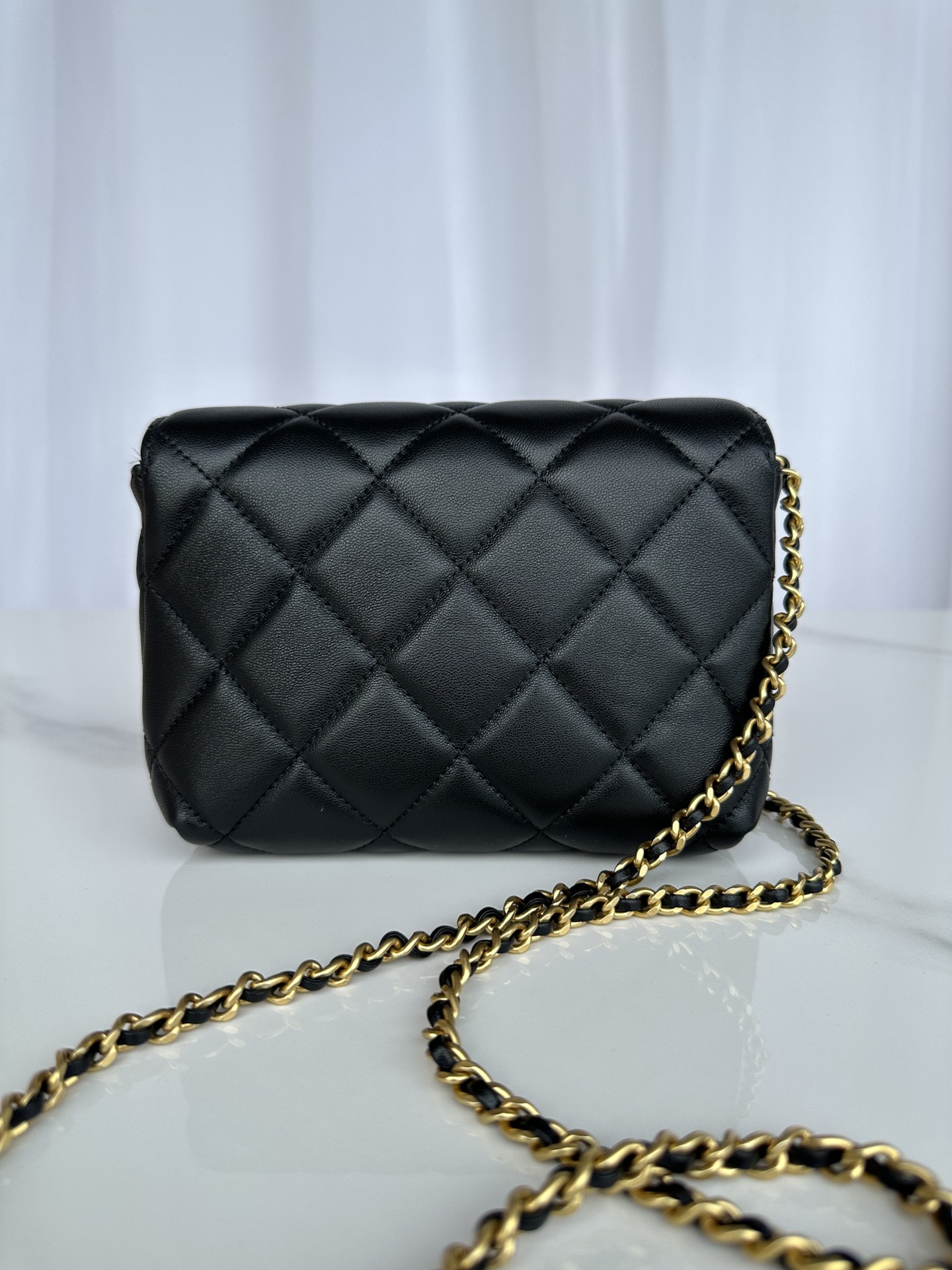 Bagsaaa Ch**el Mini Flap Bag AS4986 Black - 13 × 20 × 7,5 cm