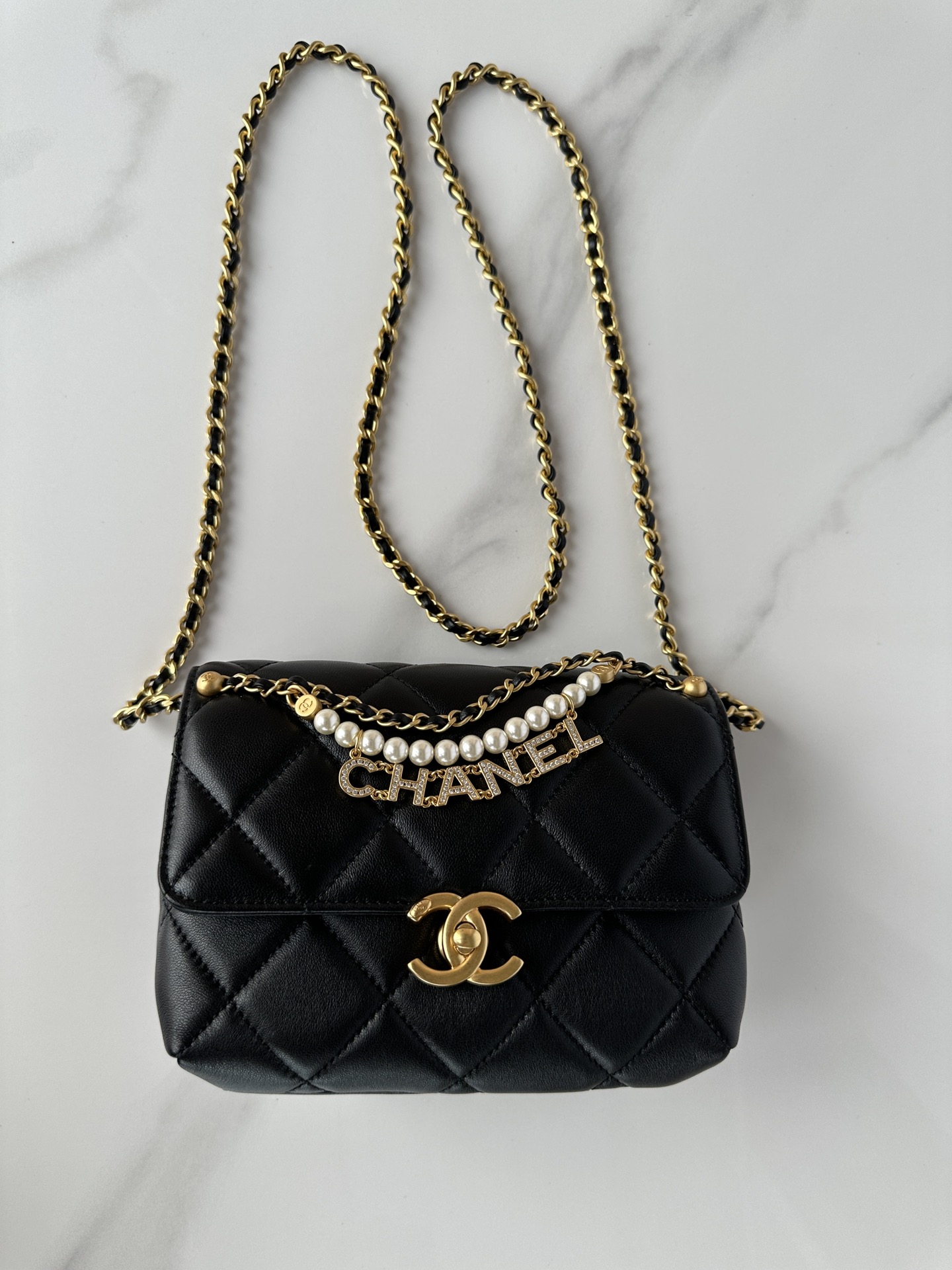 Bagsaaa Ch**el Mini Flap Bag AS4986 Black - 13 × 20 × 7,5 cm