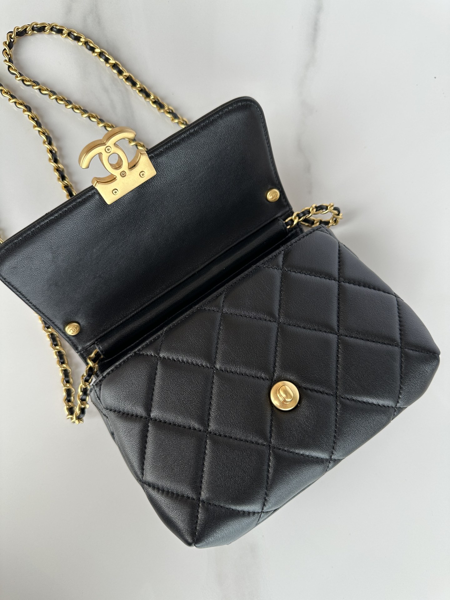 Bagsaaa Ch**el Mini Flap Bag AS4986 Black - 13 × 20 × 7,5 cm