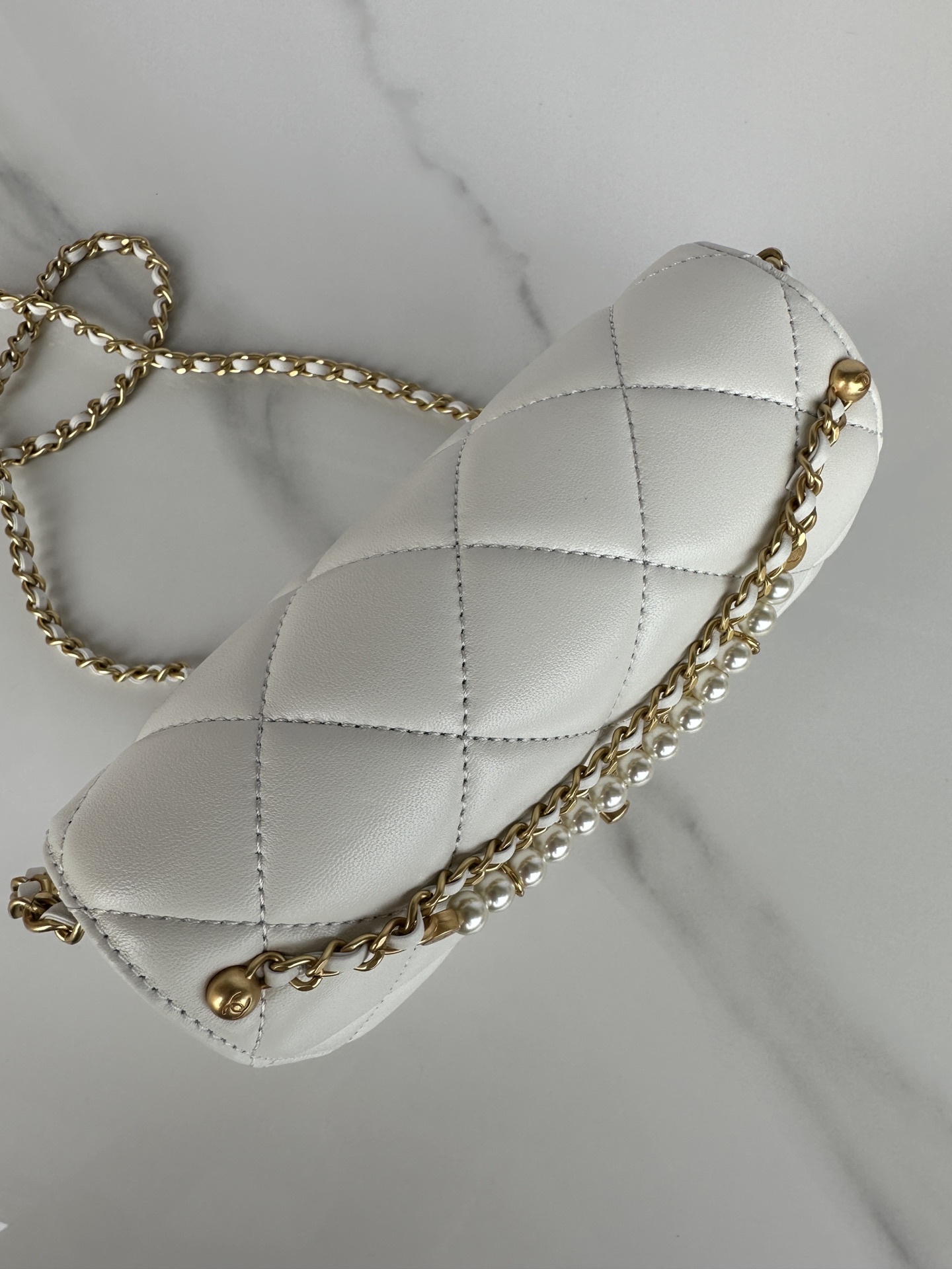 Bagsaaa Ch**el Mini Flap Bag AS4986 White - 13 × 20 × 7,5 cm