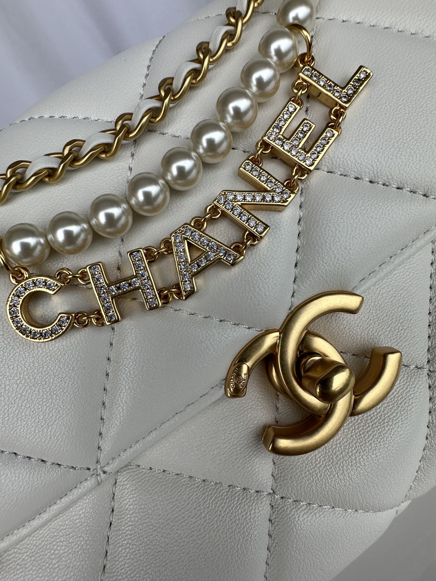 Bagsaaa Ch**el Mini Flap Bag AS4986 White - 13 × 20 × 7,5 cm