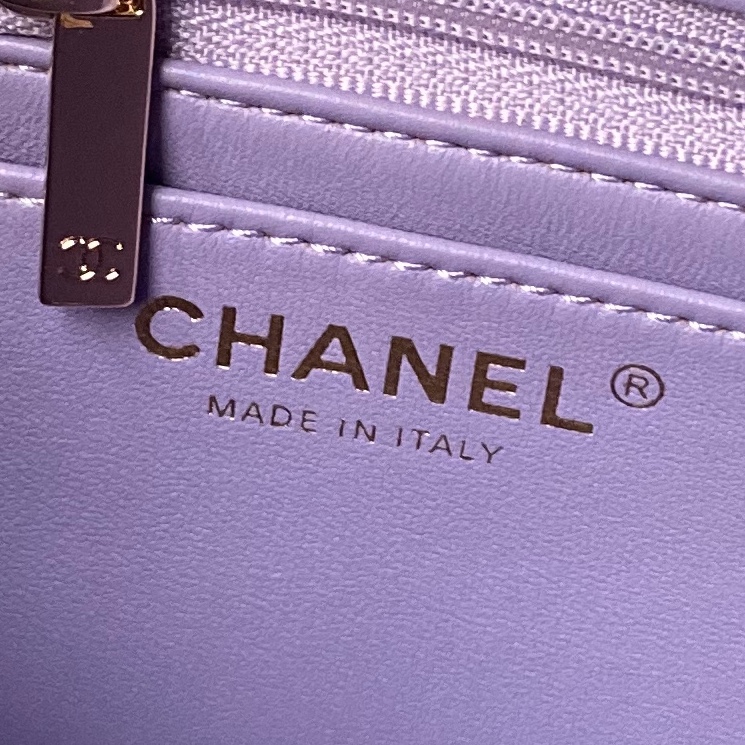 Bagsaaa Ch**el Mini Flap Bag With Top Handle AS4924 Light Purple - 12 × 20 × 6 cm
