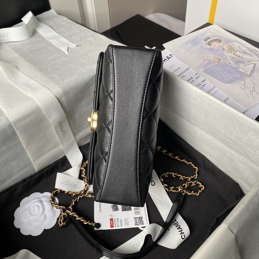 Bagsaaa Ch**el Mini Flap Bag With Top Handle AS5001 Black - 13 × 19 × 7 cm