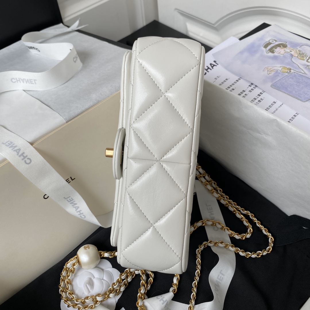 Bagsaaa Ch**el Small Flap Bag AS4861 White - 13 × 20.5 × 6.5 cm