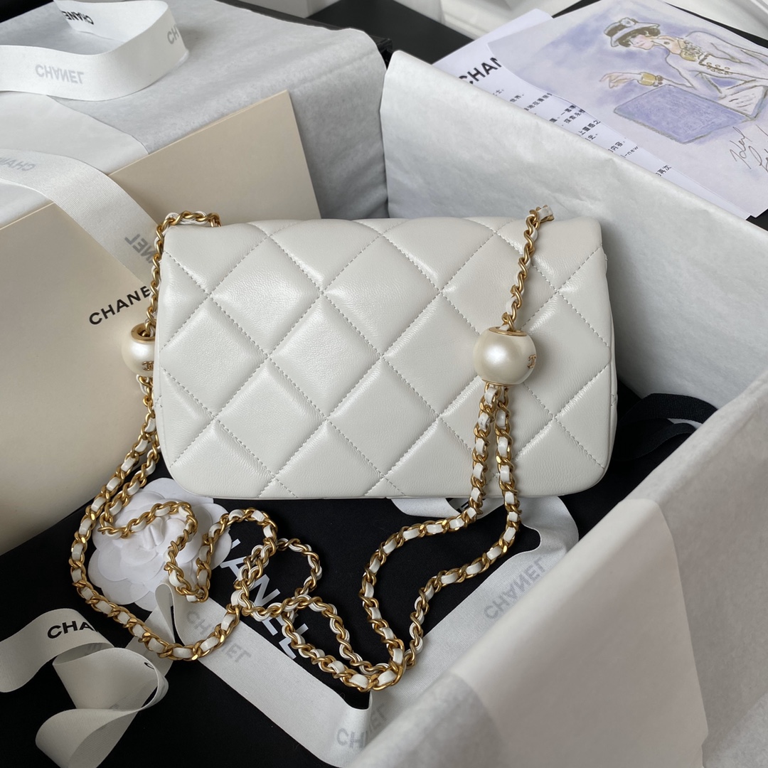 Bagsaaa Ch**el Small Flap Bag AS4861 White - 13 × 20.5 × 6.5 cm