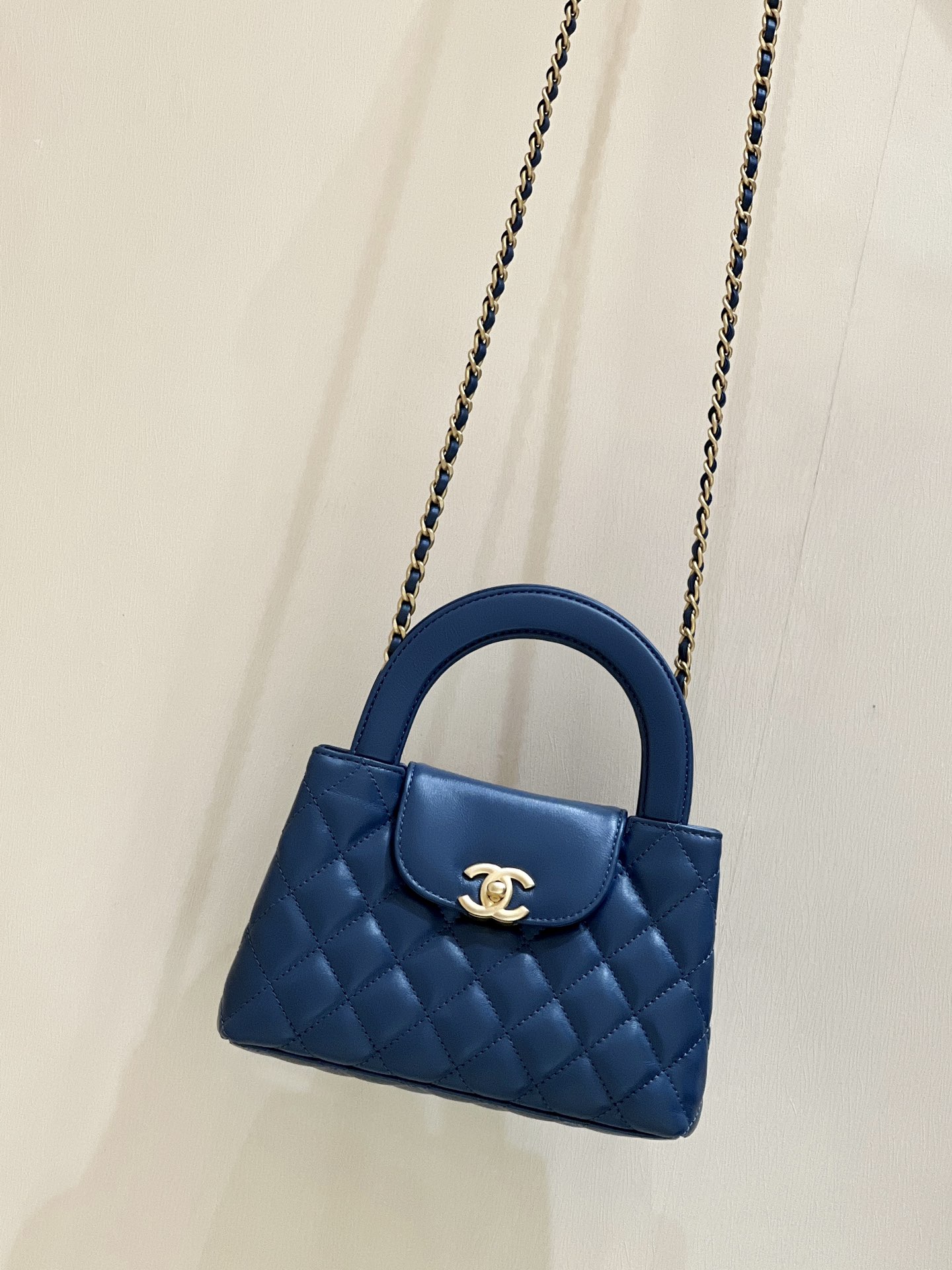 Bagsaaa Ch**el Kelly Mini Shopping Bag Blue - 19x13x7 cm