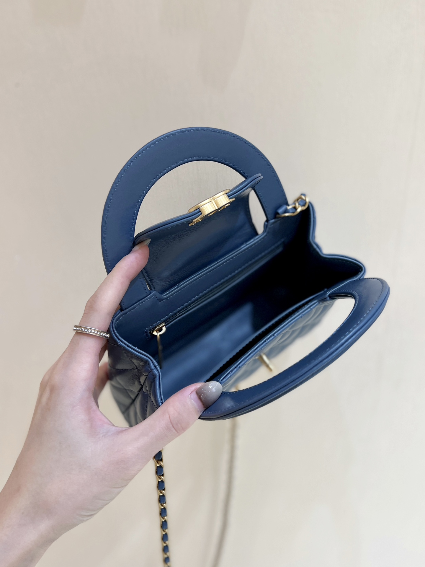 Bagsaaa Ch**el Kelly Mini Shopping Bag Blue - 19x13x7 cm