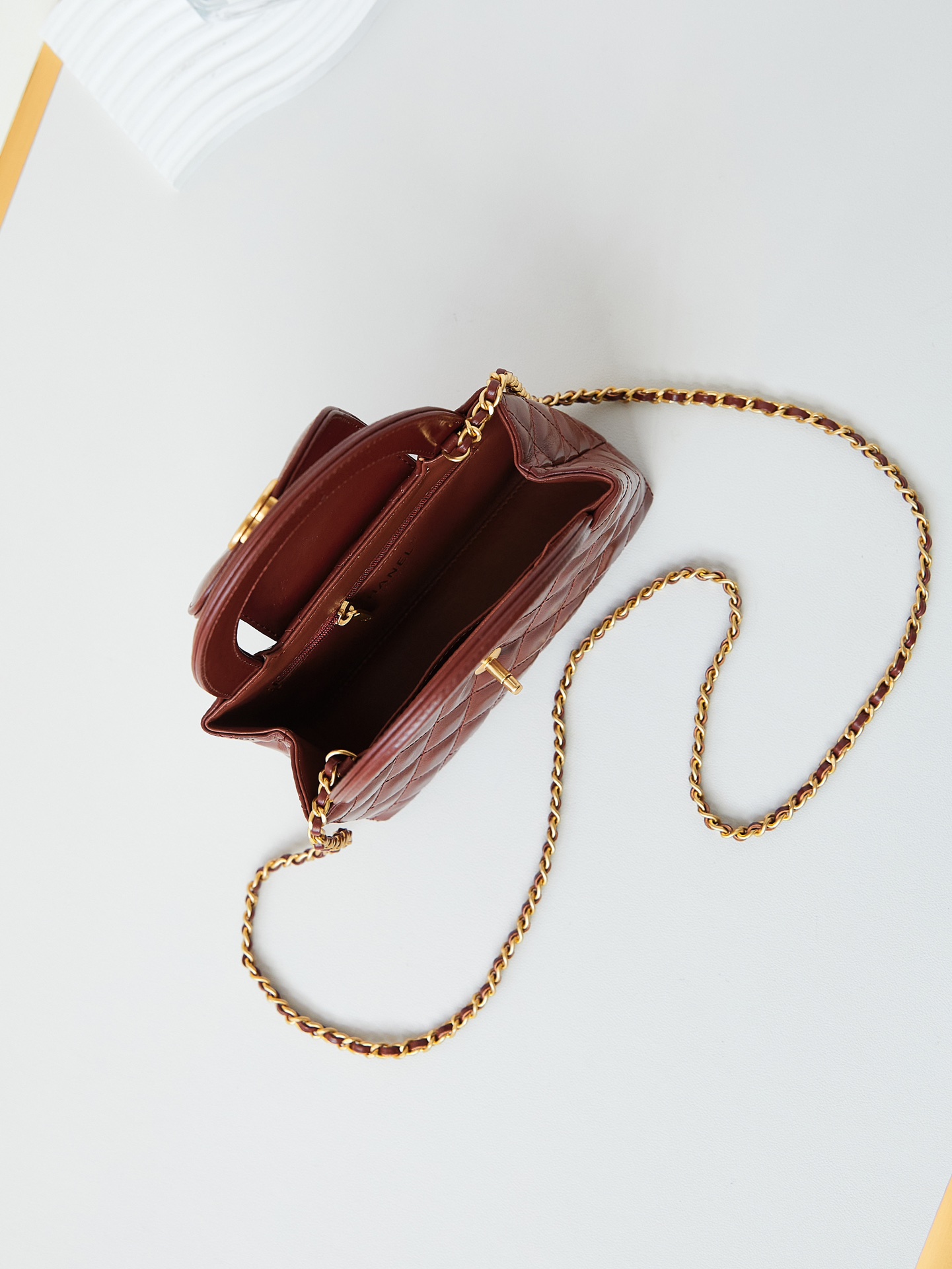 Bagsaaa Ch**el Kelly Mini Shopping Bag Brown - 19x13x7 cm