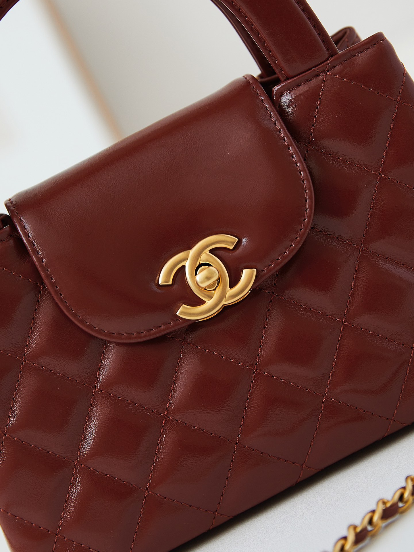 Bagsaaa Ch**el Kelly Mini Shopping Bag Brown - 19x13x7 cm