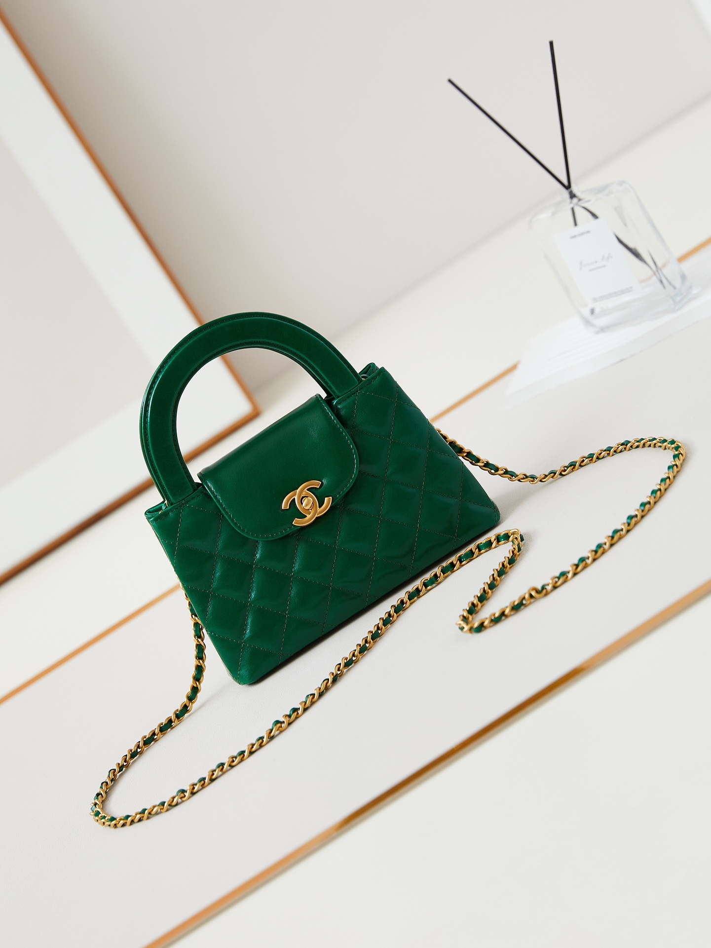 Bagsaaa Ch**el Kelly Mini Shopping Bag Green - 19x13x7 cm