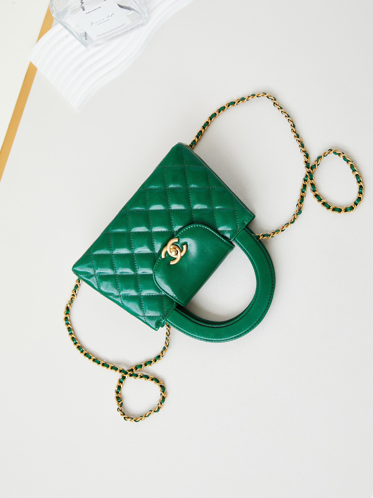 Bagsaaa Ch**el Kelly Mini Shopping Bag Green - 19x13x7 cm