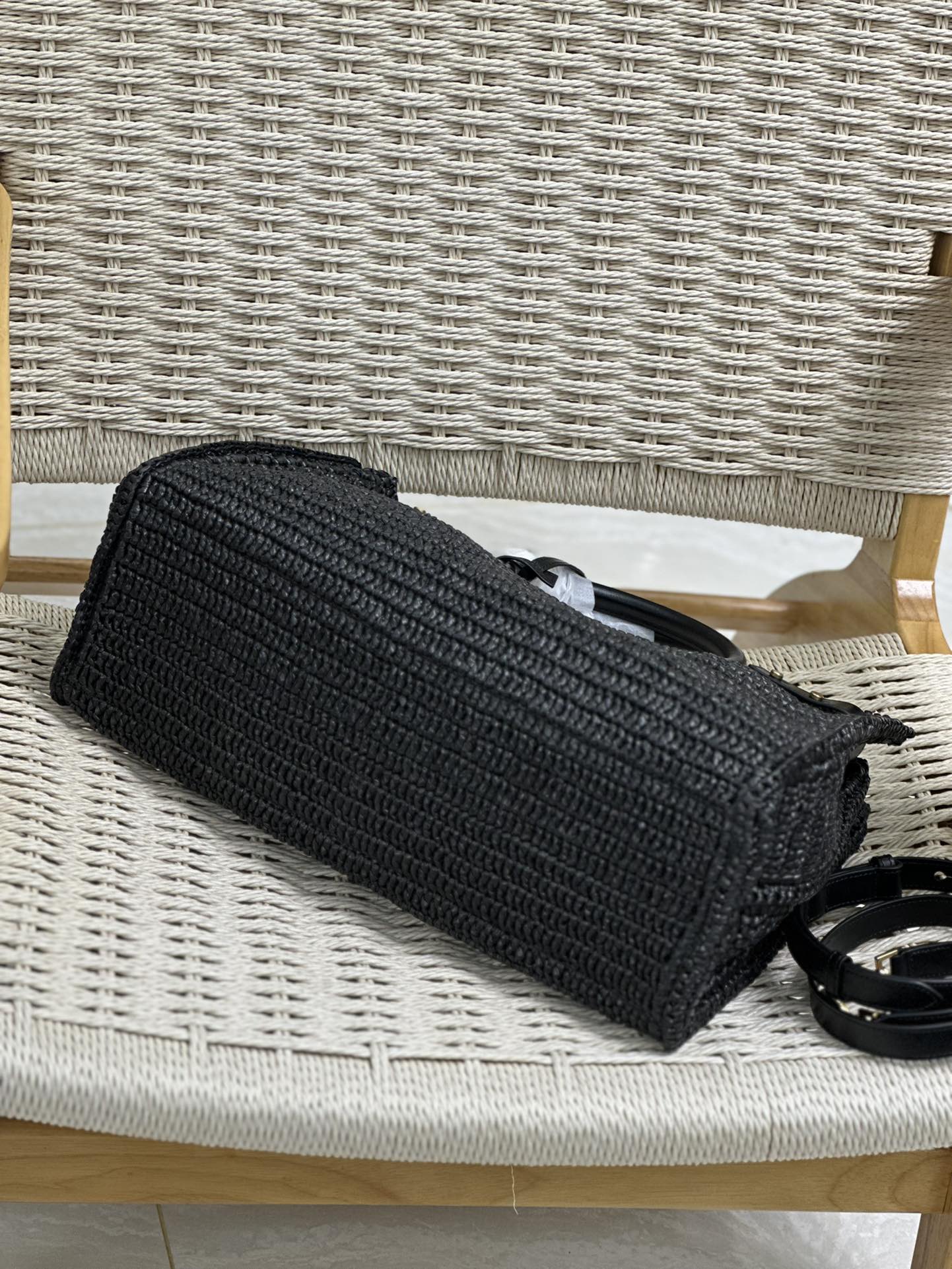 Bagsaaa Y51 Sac De Jour Medium S*pple In Raffia 751499 Black - 41 X 28 X 13 CM